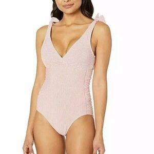 LAUREN Ralph Lauren Coral & white Seersucker One Piece fits size 4 to 6